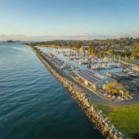 An aerial shot of Batemans Bay Marina
